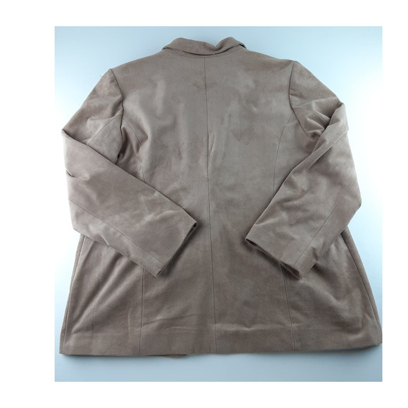 Chico's Women's Tan Faux Suede Single Button Blazer Jacket Lined Polyester 2 L - Picture 5 of 11